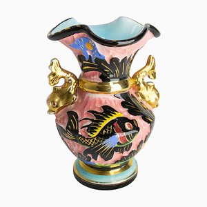 Französische Mid-Century Cerdazur Monaco Keramikvase mit Meerdekoration, 1970er