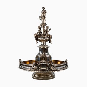 Grand Centre de Table Art Nouveau en Argent attribué à JC Klinkosch, Vienne, 1884