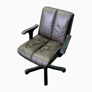 Vintage Wooden & Leather Armchair, Italy
