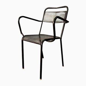 Vintage Black Steel Chairs, France, Set of 4