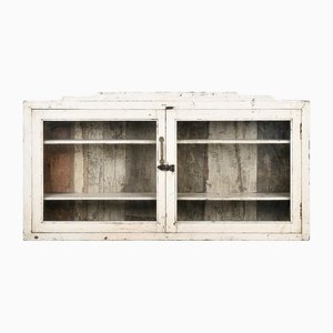 Wood Wall Display Case with White Patina