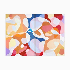 Ryan Rivadeneyra, Rainbow Curves Diptych, 2024, Acrylic on Paper