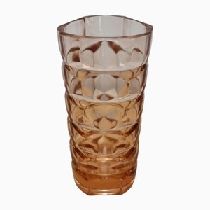 Small Vintage French Rosaline Pressed Glass Vase, 1970s