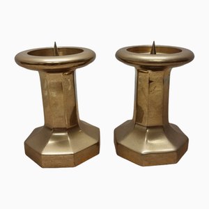 Brass Column Candlesticks, 1980s, Set of 2