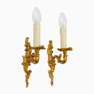 Lampade da parete Hollywood Regency in ottone, Italia, anni '70, set di 2