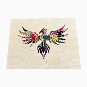 Handgefertigter Phoenix Wandbehang aus Seide, 1980er