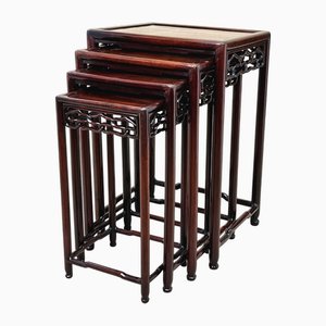 Oriental Hardwood Nesting Tables, 1870, Set of 4