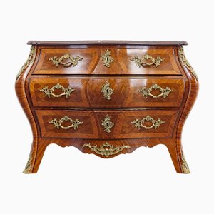 Mid-Century Rococo Revival Bombe Kingwood Mahogany Chest of Drawers, 1950s