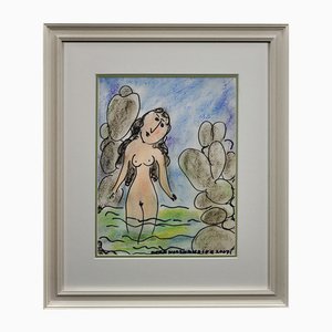 Dora Holzhandler, Lady in the Sea, 2007, Mixed Media Drawing, Framed