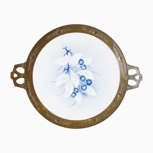 Brass and Ceramic Tray with Handles 1950s-1960s