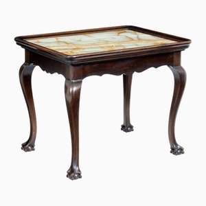 Table Chippendale en Chêne, Plateau Onyx, 19ème Siècle