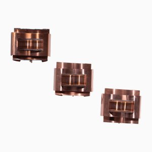 Brutalist Copper Wall Lamps by Svend Aage Holm Sørensen, 1960s, Set of 3