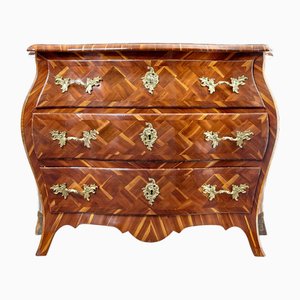Rococo Inlaid Plum Bombe Chest of Drawers, 1730s