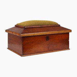 Scatola da cucito Art Déco con parte superiore gialla, inizio XX secolo