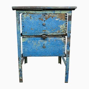 Industrial Blue Iron Chest of Drawers, 1950s