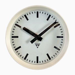 Industrial Beige Bakelite Factory Wall Clock from Pragotron, 1960s