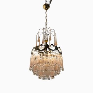 Lampadario in vetro di Murano rosa, anni '70