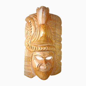 Hand-Carved Maya Mask in Wood, 1960s