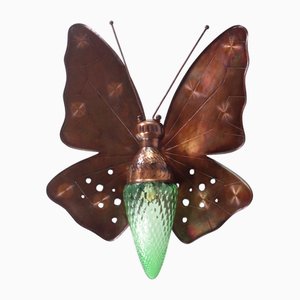 Mid-Century Italian Butterfly Wall Lamp in Copper and Murano Glass, 1950s