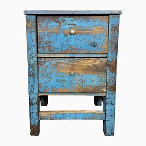 Industrial Blue Wood Chest of Drawers, 1950s