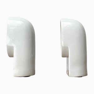 Mid-Century Italian Space Age Pafo Wall Lamps in Ceramic by Ernesto Gismondi for Artemide, 1970s, Set of 2