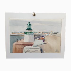 Michel Roubille, Landscape, 1987, Watercolor