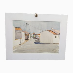 Michel Roubille, Landscape, 1990, Watercolor