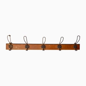 Vintage Bistro Wood and Metal Coat Rack, 1940s