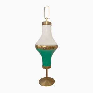 Vintage Opaline and Brass Table Lamp, 1950s
