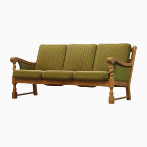 Low Back Three-Seater Sofa in Oak by Henning Kjærnulf, 1960s
