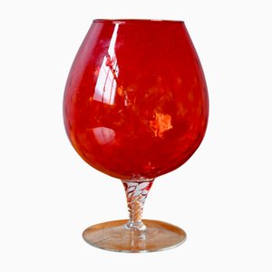 Large Regency Empoli Faceted Glass Chalice Vase, 1970s
