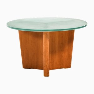 Coffee Table in Elm and Original Glass Top attributed to Greta Magnusson Grossman, 1930s