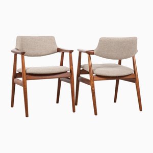 Sedie Mid-Century in teak attribuite a Erik Kirkegaard per Glostrup, Danimarca, anni '60, set di 2