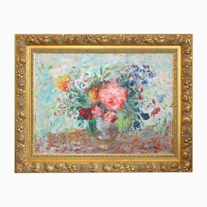 Lilian Whitteker, Bodegón con ramo de flores, 1970, Óleo a bordo