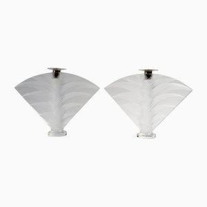 Art Deco Crystal Candleholders from Lalique, Set of 2