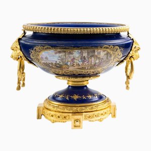Large 19th Century Napoleon III Porcelain and Gilt Bronze Bowl from Sèvres