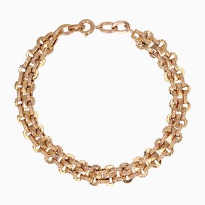 Brazalete de doble hilera francesa de oro amarillo de 18 kt, siglo XX