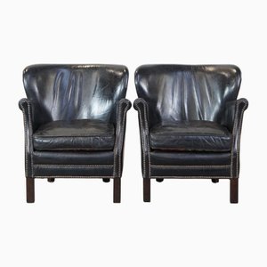 Set of Black Armchairs with Reversible Kilim Seat Cushion