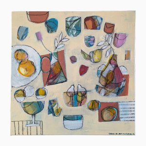 The Party, 1950er, Acryl & Öl Pastell auf Leinwand