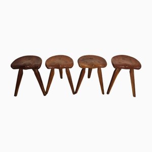 Tabourets Rustiques dans le style de Jean Touret, 1950s, Set de 4