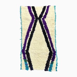 New Moroccan Boujad Rug, Handwoven Wool, 160 X 270 Cm Vibrant Tribal Design, 1990s