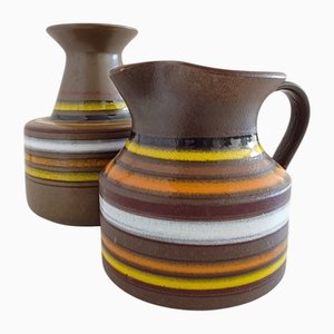 Fascie Colorate Vase & Krug von Aldo Londi für Bitossi, Italien, 1960er, 2er Set