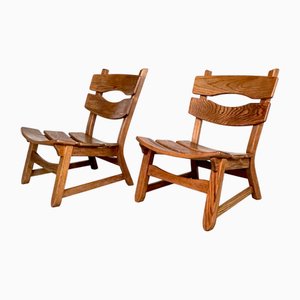Kaminstühle aus Eiche von Awa Almelo für Awa Meubelfabriek, Niederlande, 1960er, 2er Set