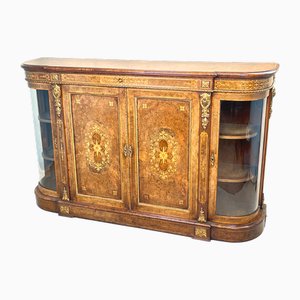 Victorian Burr Walnut Credenza Cabinet, 1860s