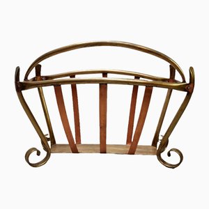 French Brass and Copper Design Magazine Holder, 1900s