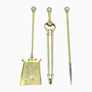 19th Century Brass Fire Tools, 1860s, Set of 3