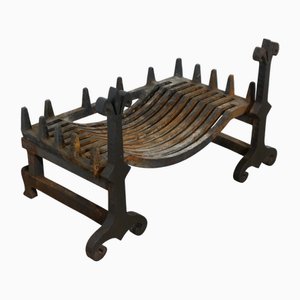 Large Late 19th Century Iron Andirons with Grate, 1890s