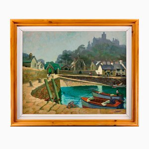 Ken Symonds, The Harbour, St Michaels Mount, Cornwall, 1982, Oil Painting, Framed