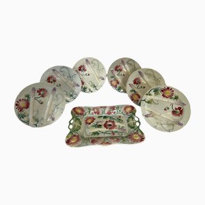 Jugendstil Barbotine Teller mit Spargelschale von Saint Clément, 7