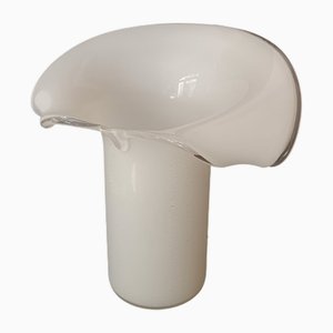 Lámpara grande de cristal de Murano blanco modelo Calla al estilo de Venini, años 90